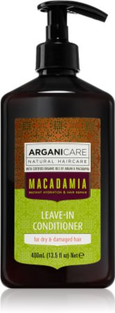 Arganicare Macadamia condicionador sem enxaguar para cabelo seco a danificado