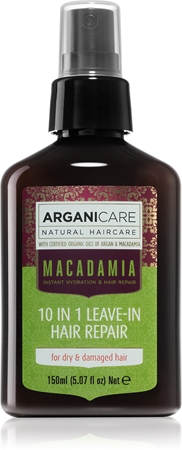 Arganicare Macadamia 10 In 1 Leave-In Hair Repair nega brez spiranja za suhe in poškodovane lase