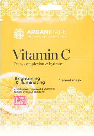 Arganicare Vitamin C Sheet Mask masque tissu illuminateur à la vitamine C