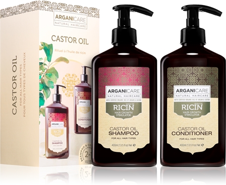 Arganicare Castor Oil Set Coffret cadeau qui stimule la pousse des cheveux
