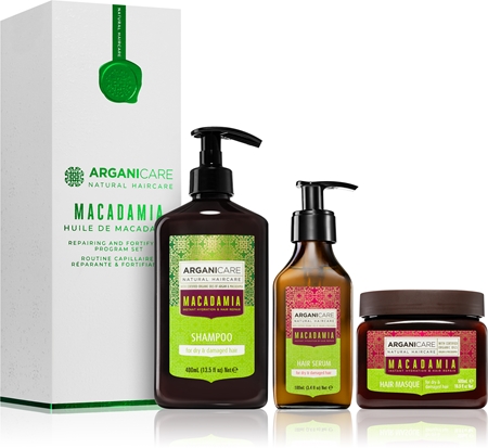 Arganicare Macadamia Repairing and Fortifying Program Set coffret para cabelo seco a danificado