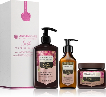 Arganicare Silk Protein Detangling and Shining Program Set Kinkekomplekt taaselustava toimega