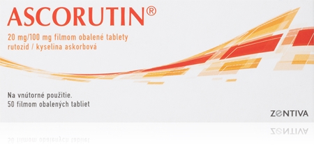 ASCORUTIN ASCORUTIN 20mg/100mg filmom obalené tablety na liečbu zvýšenej lámavosti a priepustnosti krvných vlásočníc