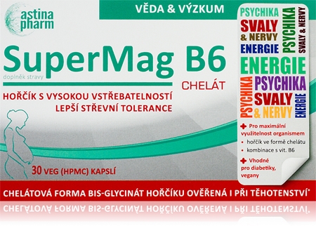 Astina SuperMag B6 CHELÁT kapsuly na podporu zníženia miery únavy a vyčerpania