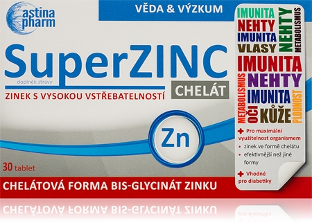 Astina SuperZINC Chelát tablety na podporu imunitného systému, pre krásnu pleť a nechty
