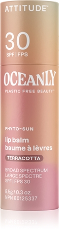 Attitude Oceanly Plastic Free Beauty lūpų balzamas su atspalviu SPF 30