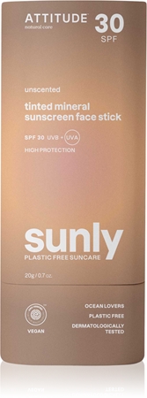Attitude Sunly Tinted Face Stick minerální krém na opalování v tyčince