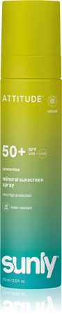 Attitude Sunly Mineral Sunscreen Spray SPF 50+ Mineral Spray Tanning fragrance-free
