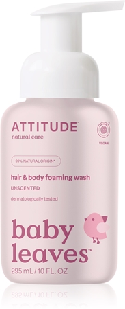 Attitude Baby Leaves Unscented mycí pěna 2 v 1