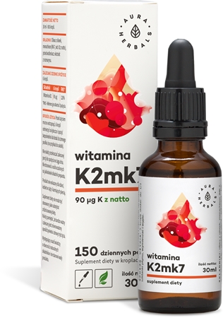 Aura Herbals Witamina K2 90 μg krople dla zdrowia kości i stawów
