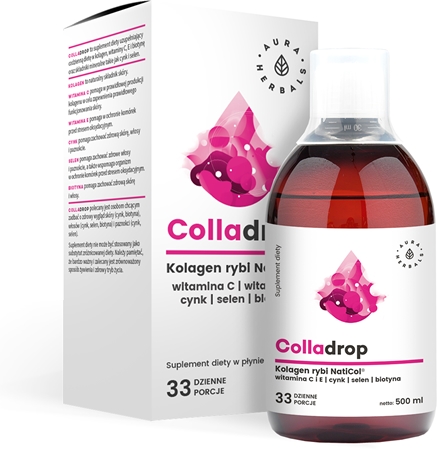 Aura Herbals Colladrop NatiCol® + Vitamin C kolagen w płynie na piękne włosy, skórę i paznokcie