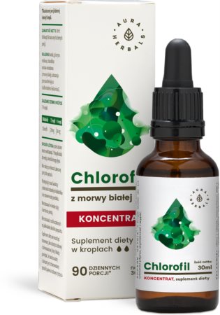 Aura Herbals Chlorofil z morwy białej krople do detoksykacji organizmu i na wsparcie odporności