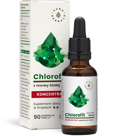 Aura Herbals Chlorofil z morwy białej krople do detoksykacji organizmu i na wsparcie odporności