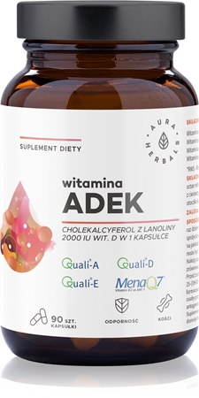 Aura Herbals Witamina ADEK kapsułki dla prawidłowego funkcjonowania układu odpornościowego, stanu kości i pracy mięśni