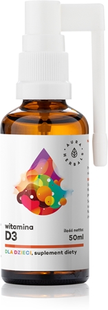 Aura Herbals Witamina D3 dla dzieci spray dla prawidłowego funkcjonowania układu odpornościowego, stanu kości i pracy mięśni