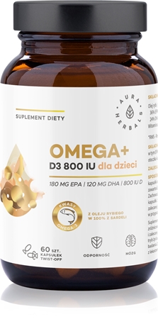 Aura Herbals Omega 3 + witamina D3 800 IU kapsułki do wspomagania funkcji mózgu i poprawy pamięci