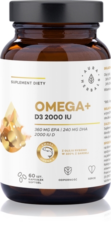 Aura Herbals Omega 3 + D3 2000 IU kapsułki na wsparcie układu odpornościowego