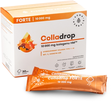 Aura Herbals Colladrop Forte 10 000 mg kolagen morski na piękne włosy, skórę i paznokcie