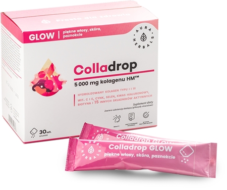 Aura Herbals Colladrop Glow 5000 mg kolagen morski na piękne włosy, skórę i paznokcie