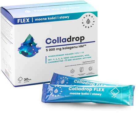 Aura Herbals Colladrop Flex 5000 mg kolagen morski na piękne włosy, skórę i paznokcie