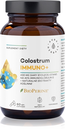 Aura Herbals Colostrum Immuno + BioPerine® kapsułki na wsparcie układu odpornościowego