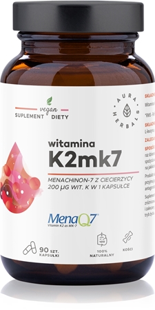 Aura Herbals Witamina K2mk7 MenaQ7 200 μg kapsułki dla prawidłowego funkcjonowania układu krążenia
