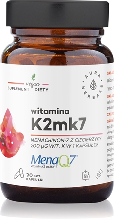 Aura Herbals Witamina K2mk7 MenaQ7 200 μg kapsułki dla prawidłowego funkcjonowania układu krążenia