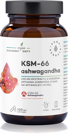 Aura Herbals Ashwagandha KSM-66 kapsułki do wspierania równowagi fizycznej i psychicznej organizmu