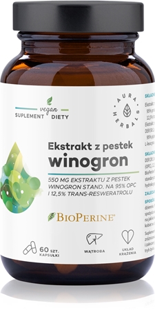 Aura Herbals Ekstrakt z pestek winogron 550 mg kapsułki do detoksykacji organizmu i na wsparcie odporności