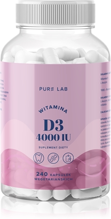 Aura Herbals Pure Lab Witamina D3 4000 I.U. kapsułki dla prawidłowego funkcjonowania układu odpornościowego, stanu kości i pracy mięśni