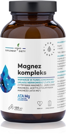 Aura Herbals Magnez kompleks ATA Mg kapsułki wspomaganie prawidłowego funkcjonowania układu nerwowego, mięśni i zębów, redukcja poziomu zmęczenia