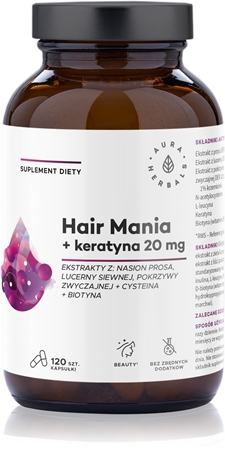 Aura Herbals Hair Mania + keratyna kapsułki na piękne włosy, skórę i paznokcie
