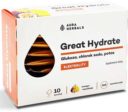 Aura Herbals Great Hydrate mango-marakuja proszek do sporządzania roztworu doustnego zapewnienia równowagę elektrolityczną