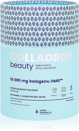 Aura Herbals Colladrop Beauty collagen HMG 10 000 mg kolagen morski na piękne włosy, skórę i paznokcie
