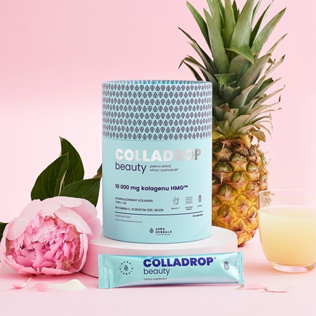 Aura Herbals Colladrop Beauty collagen HMG 10 000 mg kolagen morski na piękne włosy, skórę i paznokcie
