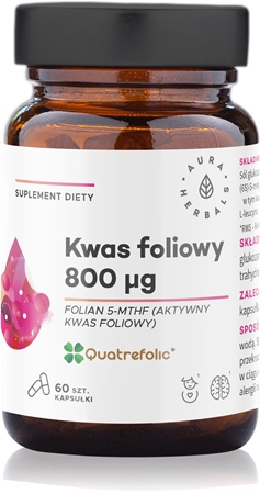 Aura Herbals Kwas foliowy 800 μg Quatrefolic kapsułki ułatwiający poczęcie