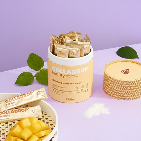 Aura Herbals Colladrop Beauty collagen HMG 10 000 mg kolagen morski dla doskonałej skóry, włosów i paznokci