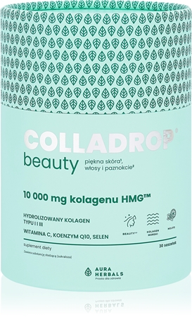 Aura Herbals Colladrop Beauty collagen HMG 10 000 mg kolagen morski na piękne włosy, skórę i paznokcie