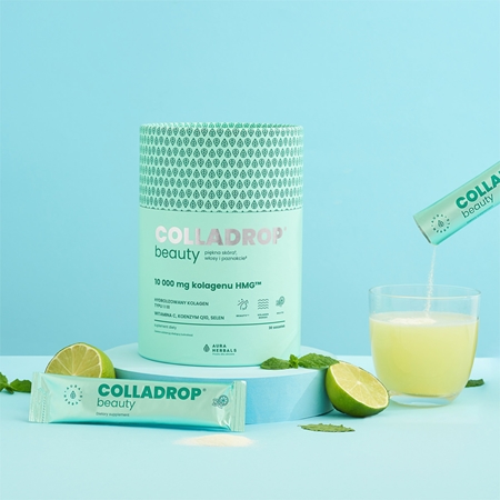Aura Herbals Colladrop Beauty collagen HMG 10 000 mg kolagen morski na piękne włosy, skórę i paznokcie