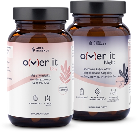 Aura Herbals O(v)er it day & night kapsułki wspomaga spokojny przebieg menstruacji