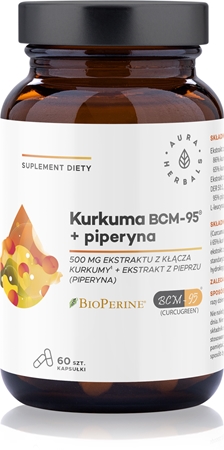 Aura Herbals Kurkuma 500 mg BCM-95 + piperyna kapsułki na wzmocnienie odporności