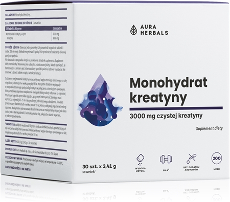 Aura Herbals Kreatyna monohydrat saszetki dla zwiększenia masy mięśniowej