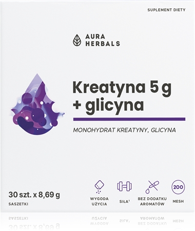 Aura Herbals Kreatyna 5 g + Glycina saszetki wsparcie wydolności treningowej