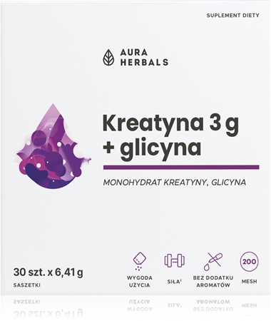 Aura Herbals Kreatyna 3 g + Glycina saszetki wsparcie wydolności treningowej