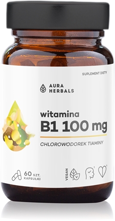 Aura Herbals Witamina B1 100 mg Tiamina kapsułki na prawidłową czynność układu nerwowego