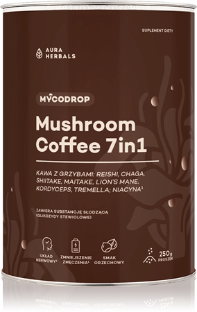 Aura Herbals Mycodrop Mushroom Coffee 7in1 kawa adaptogenna dla redukcji zmęczenia i wyczerpania