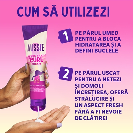 Aussie Bouncy Curls Work That Curl crema leave-in pentru par ondulat si cret