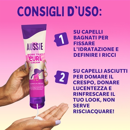 Aussie Bouncy Curls Work That Curl crema senza risciacquo per capelli mossi e ricci