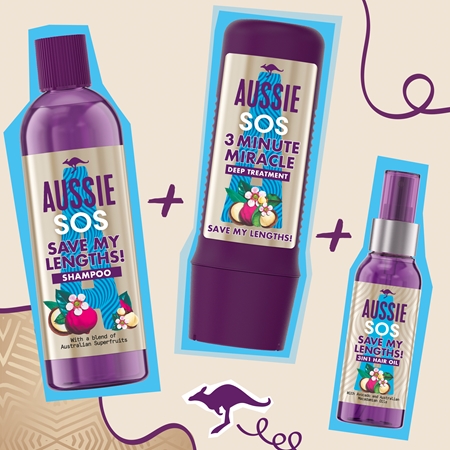 Aussie SOS Save My Lengths! Regenererande schampo för svagt och skadat hår