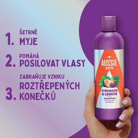 Aussie SOS Strength & Length posilující šampon pro dlouhé vlasy